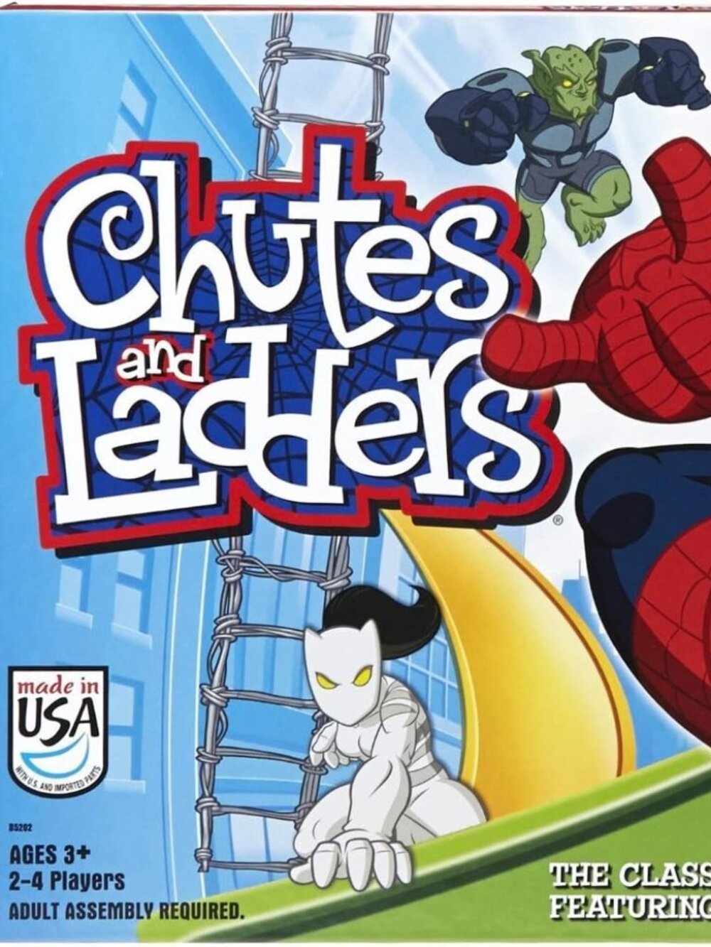 Hasbro Chutes and Ladders Marvel Spider-Man Board Game Ages 3+ 2-4 Players